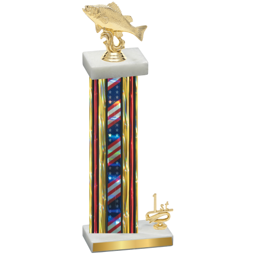 Accented Single Flag USA First Place Fishing Trophy