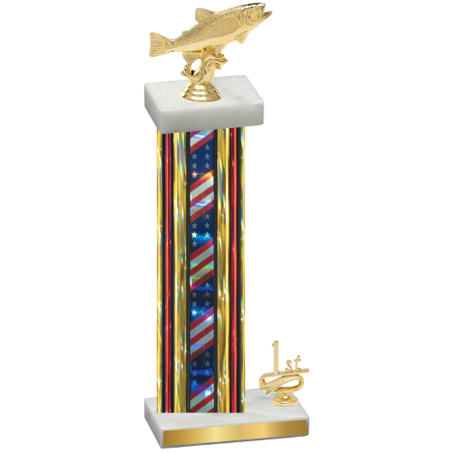 Accented Single Flag USA First Place Fishing Trophy