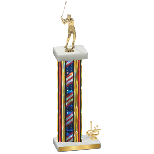 Accented Single Flag USA First Place Golf Trophy