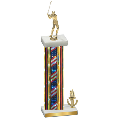 Accented Single Flag USA Victory Golf Trophy