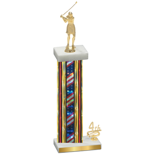 Accented Single Flag USA Fourth Place Golf Trophy