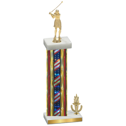 Accented Single Flag USA Victory Golf Trophy