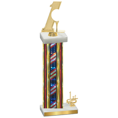 Accented Single Flag USA First Place Golf Trophy