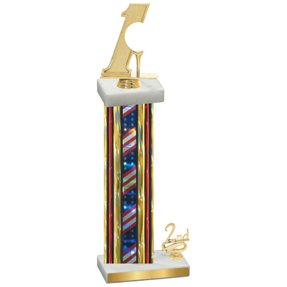 Accented Single Flag USA Second Place Golf Trophy