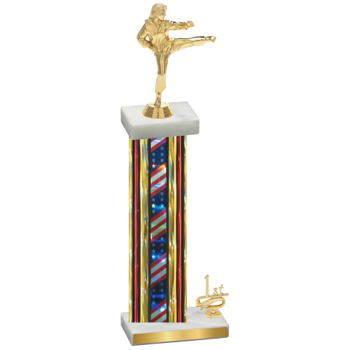 Accented Single Flag USA First Place Karate Trophy