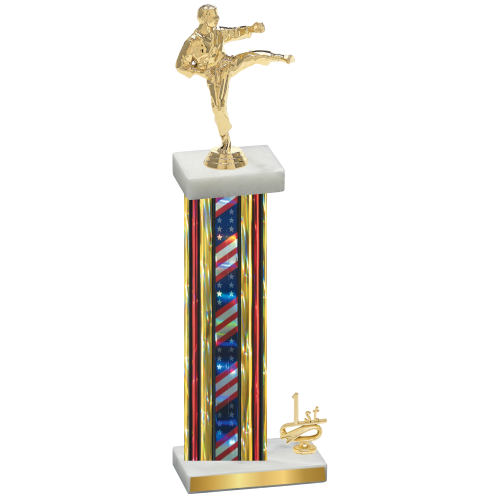 Accented Single Flag USA First Place Karate Trophy