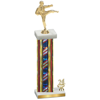 Accented Single Flag USA Year Karate Trophy