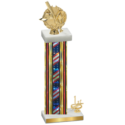 Accented Single Flag USA First Place Baseball Trophy