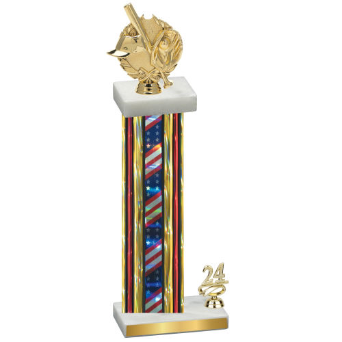 Accented Single Flag USA Year Baseball Trophy