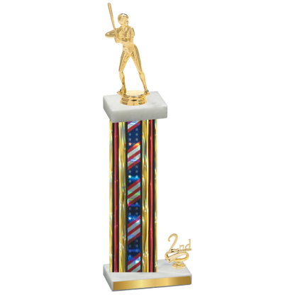 Accented Single Flag USA Second Place Softball Trophy