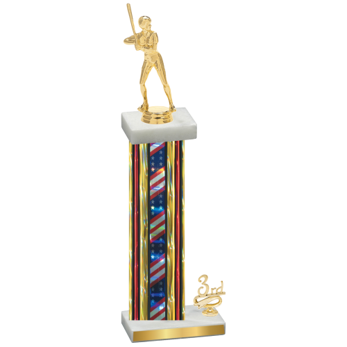 Accented Single Flag USA Third Place Softball Trophy