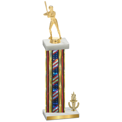 Accented Single Flag USA Victory Softball Trophy