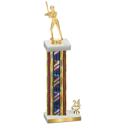 Accented Single Flag USA Year Softball Trophy