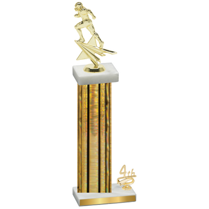 Accented Single Gold Glacier Fourth Place Football Trophy