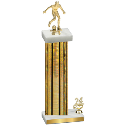 Accented Single Gold Glacier Year Soccer Trophy