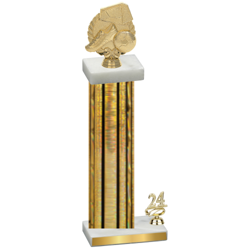 Accented Single Gold Glacier Year Soccer Trophy