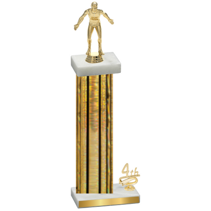 Accented Single Gold Glacier Fourth Place Wrestling Trophy