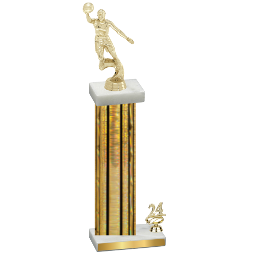 Accented Single Gold Glacier Year Basketball Trophy