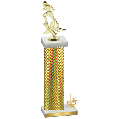 Accented Single Gold Carbon Fiber First Place Football Trophy