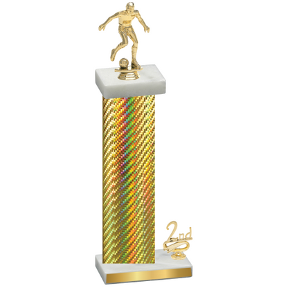 Accented Single Gold Carbon Fiber Second Place Soccer Trophy