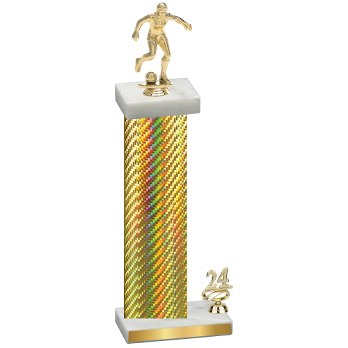 Accented Single Gold Carbon Fiber Year Soccer Trophy