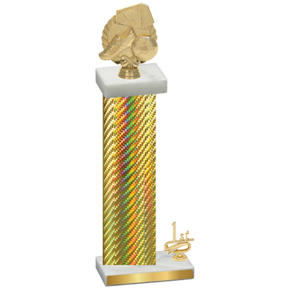 Accented Single Gold Carbon Fiber First Place Soccer Trophy