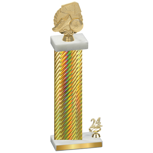 Accented Single Gold Carbon Fiber Year Soccer Trophy