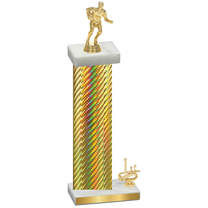 Accented Single Gold Carbon Fiber First Place Rugby Trophy