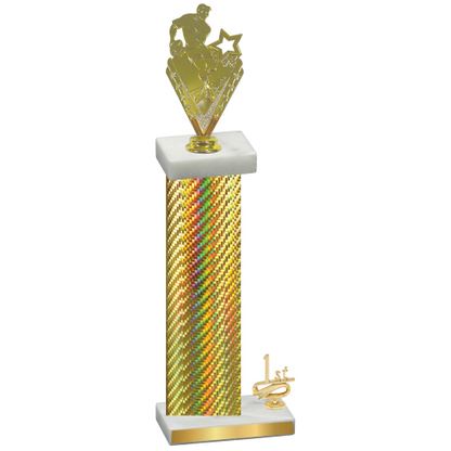 Accented Single Gold Carbon Fiber First Place Rugby Trophy