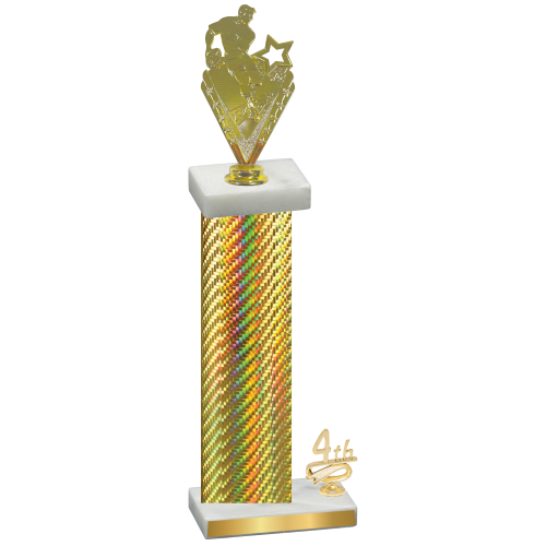 Accented Single Gold Carbon Fiber Fourth Place Rugby Trophy