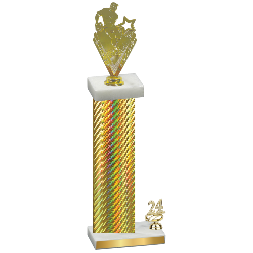 Accented Single Gold Carbon Fiber Year Rugby Trophy