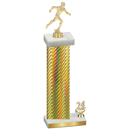 Accented Single Gold Carbon Fiber Year Running Trophy