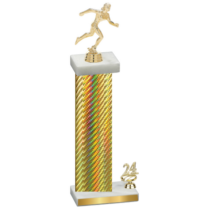 Accented Single Gold Carbon Fiber Year Running Trophy