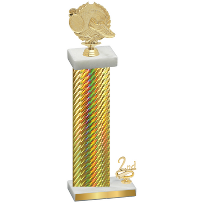 Accented Single Gold Carbon Fiber Second Place Running Trophy