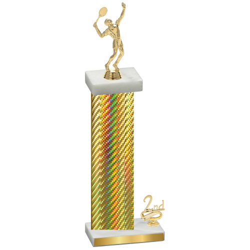 Accented Single Gold Carbon Fiber Second Place Tennis Trophy