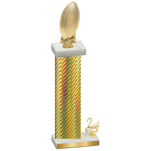 Accented Single Gold Carbon Fiber Second Place Football Trophy