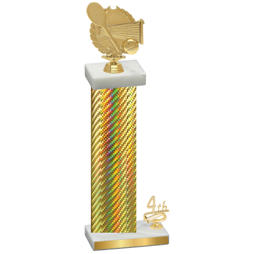 Accented Single Gold Carbon Fiber Fourth Place Tennis Trophy