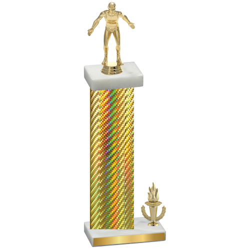 Accented Single Gold Carbon Fiber Victory Wrestling Trophy