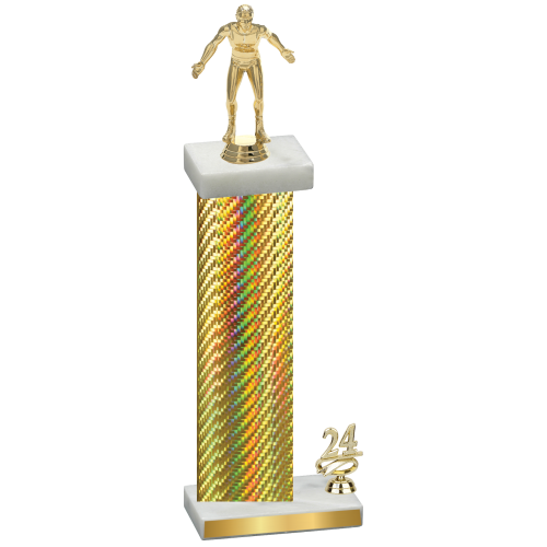 Accented Single Gold Carbon Fiber Year Wrestling Trophy