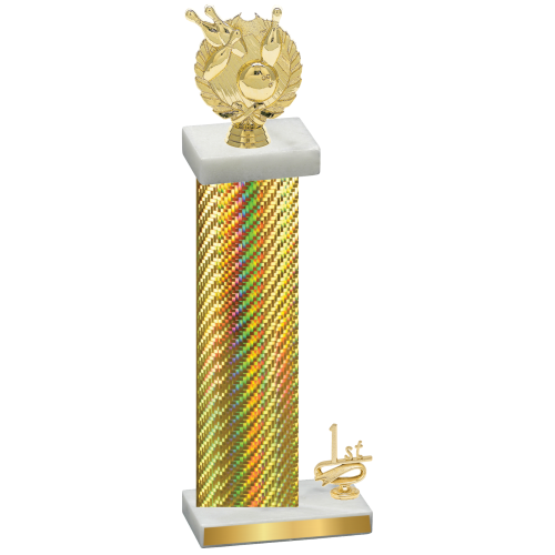 Accented Single Gold Carbon Fiber First Place Bowling Trophy