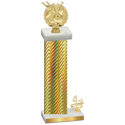 Accented Single Gold Carbon Fiber Fourth Place Bowling Trophy
