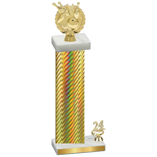 Accented Single Gold Carbon Fiber Year Bowling Trophy