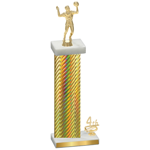 Accented Single Gold Carbon Fiber Fourth Place Volleyball Trophy