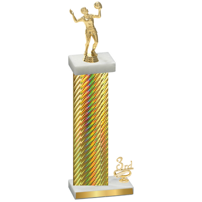 Accented Single Gold Carbon Fiber Third Place Volleyball Trophy