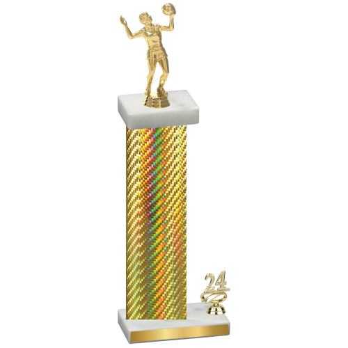 Accented Single Gold Carbon Fiber Year Volleyball Trophy