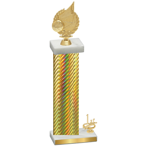 Accented Single Gold Carbon Fiber First Place Volleyball Trophy