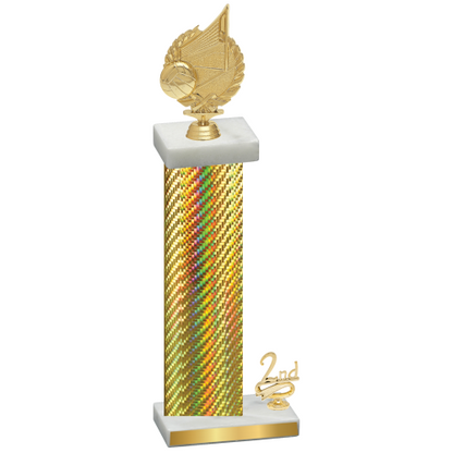 Accented Single Gold Carbon Fiber Second Place Volleyball Trophy