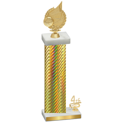 Accented Single Gold Carbon Fiber Fourth Place Volleyball Trophy