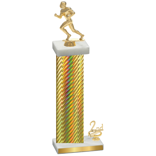 Accented Single Gold Carbon Fiber Second Place Football Trophy