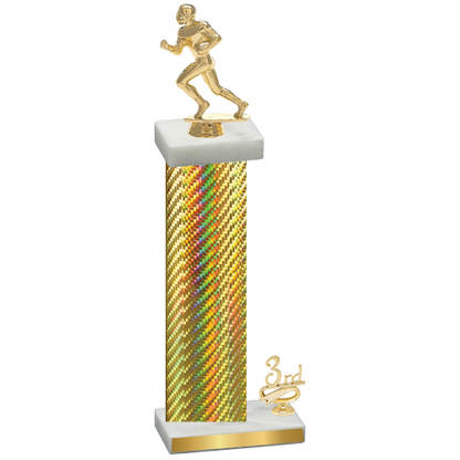 Accented Single Gold Carbon Fiber Third Place Football Trophy